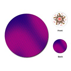 Retro Halftone Pink On Blue Playing Cards (round)  by Simbadda