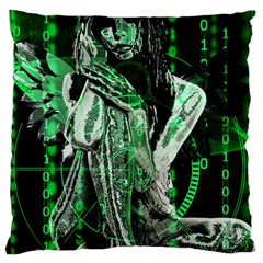 Cyber Angel Large Cushion Case (two Sides) by Valentinaart