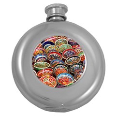 Art Background Bowl Ceramic Color Round Hip Flask (5 Oz) by Simbadda