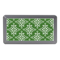 St Patrick S Day Damask Vintage Green Background Pattern Memory Card Reader (mini) by Simbadda
