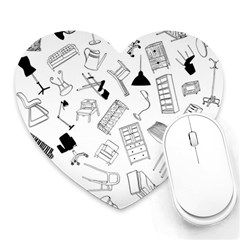 Furniture Black Decor Pattern Heart Mousepads by Simbadda