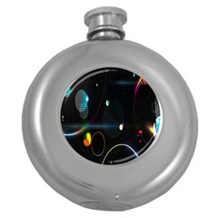 Glare Light Luster Circles Shapes Round Hip Flask (5 Oz) by Simbadda