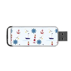 Seaside Nautical Themed Pattern Seamless Wallpaper Background Portable Usb Flash (one Side) by Simbadda