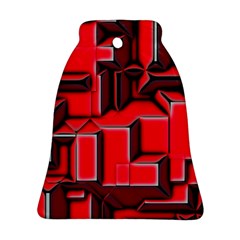 Background With Red Texture Blocks Bell Ornament (two Sides) by Amaryn4rt