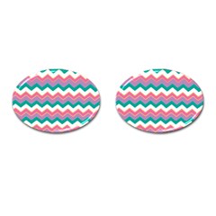 Chevron Pattern Colorful Art Cufflinks (oval) by Amaryn4rt