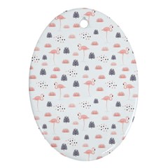 Cute Flamingos And  Leaves Pattern Oval Ornament (two Sides) by TastefulDesigns