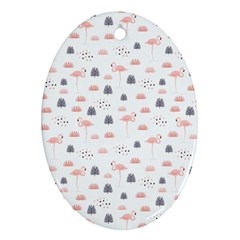 Cute Flamingos And  Leaves Pattern Oval Ornament (two Sides) by TastefulDesigns