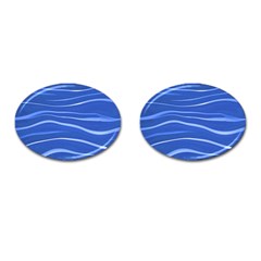 Lines Swinging Texture  Blue Background Cufflinks (oval) by Amaryn4rt
