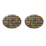 Flower Seeds For Sale At Garden Center Pattern Cufflinks (Oval) Front(Pair)