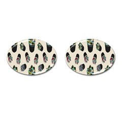 Succulent Plants Pattern Lights Cufflinks (oval) by Simbadda