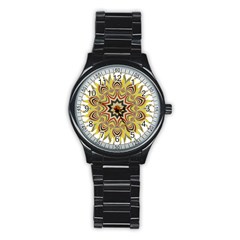 Abstract Geometric Seamless Ol Ckaleidoscope Pattern Stainless Steel Round Watch by Simbadda