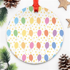 Balloon Star Rainbow Round Ornament (two Sides) by Mariart