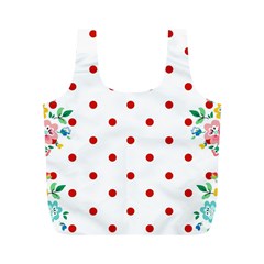 Flower Floral Polka Dot Orange Full Print Recycle Bags (m)  by Mariart