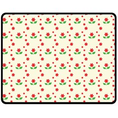 Flower Floral Sunflower Rose Star Red Green Double Sided Fleece Blanket (medium)  by Mariart