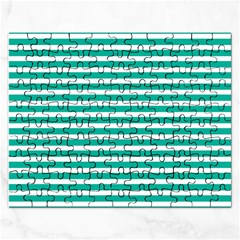 Horizontal Stripes Green Teal Rectangular Jigsaw Puzzl by Mariart