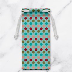 Large Colored Polka Dots Line Circle Jewelry Bag by Mariart
