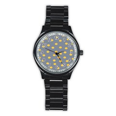 Limpet Polka Dot Yellow Grey Stainless Steel Round Watch by Mariart