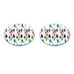 Lindas Flores Colorful Flower Pattern Cufflinks (Oval) Front(Pair)