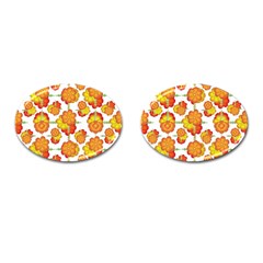 Colorful Stylized Floral Pattern Cufflinks (oval) by dflcprints