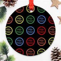 Happy Birthday Colorful Wallpaper Background Ornament (round) by Simbadda