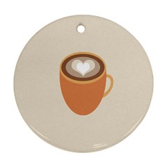 Artin Coffee Chocolate Brown Heart Love Ornament (round) by Mariart