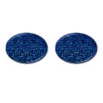 Blue Box Background Pattern Cufflinks (Oval) Front(Pair)