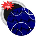 Blue Abstract Pattern Rings Abstract 3  Magnets (100 pack) Front