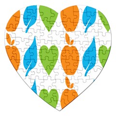Fruit Apple Orange Green Blue Jigsaw Puzzle (heart) by Mariart