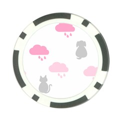 Raining Cats Dogs White Pink Cloud Rain Poker Chip Card Guard (10 Pack) by Mariart