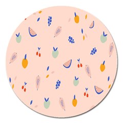 Papaya Apple Cherry Wine Fruit Pink Purple Magnet 5  (round) by Mariart