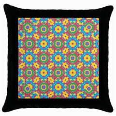Geometric Multicolored Print Throw Pillow Case (black) by dflcprints