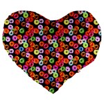 Colorful Yummy Donuts Pattern Large 19  Premium Heart Shape Cushions Front