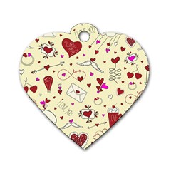 Valentinstag Love Hearts Pattern Red Yellow Dog Tag Heart (two Sides) by EDDArt