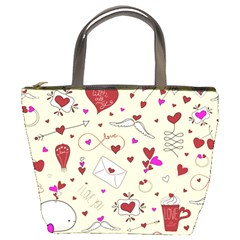 Valentinstag Love Hearts Pattern Red Yellow Bucket Bags by EDDArt