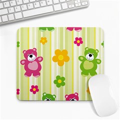 Animals Bear Flower Floral Line Red Green Pink Yellow Sunflower Star Large Mousepads by Mariart