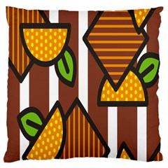 Chocolate Lime Brown Circle Line Plaid Polka Dot Orange Green White Large Flano Cushion Case (one Side) by Mariart