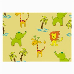 Cute Animals Elephant Giraffe Lion Large Glasses Cloth (2-side) by Mariart
