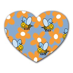 Wasp Bee Honey Flower Floral Star Orange Yellow Gray Heart Mousepads by Mariart