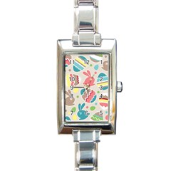 Easter Rabbit Bunny Rainbow Rectangle Italian Charm Watch by Mariart