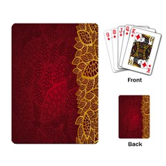 Floral Flower Golden Red Leaf Playing Card by Mariart