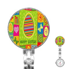 Happy Easter Butterfly Love Flower Floral Color Rainbow Stainless Steel Nurses Watch by Mariart