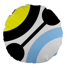 Circle Line Chevron Wave Black Blue Yellow Gray White Large 18  Premium Round Cushions by Mariart