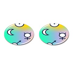 Illustrated Moon Circle Polka Dot Rainbow Cufflinks (oval) by Mariart