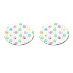 Egg Easter Smile Face Cute Babby Kids Dot Polka Rainbow Cufflinks (oval) by Mariart