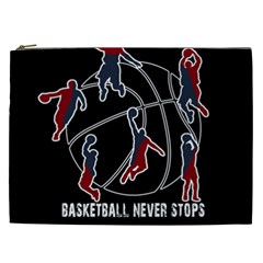 Basketball Never Stops Cosmetic Bag (xxl)  by Valentinaart