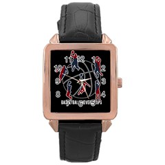Basketball Never Stops Rose Gold Leather Watch  by Valentinaart
