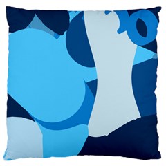 Blue Polka Large Flano Cushion Case (one Side) by Mariart