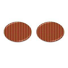 Hawthorn Sharkstooth Triangle Green Red Cufflinks (oval) by Mariart