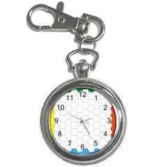 Hex Grid Plaid Green Yellow Blue Orange White Key Chain Watches by Mariart