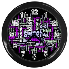 Writing Color Rainbow Sweer Love Wall Clocks (black) by Mariart